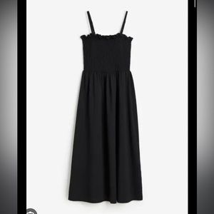 NWOT H&M smocked bodice black maxi dress size small